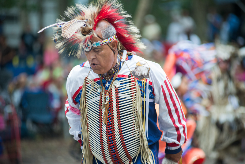 Bruce Morris of the Lenni Lenape Tribe dances in honor of his brother Al Sammons, who recently died. BY DENY HOWETH